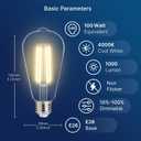 FLSNT 100W Equivalent LED Edison Bulbs, 90+ High CRI, 4000K Cool White, ST19 Dimmable 8W LED Light Bulbs, High Brightness with 1000LM, E26 Base, 6 Pack
