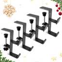 4-Pack Christmas Mantel Stocking and Wreath Hangers, 2 in 1 Mantel Wreath Holder for Hanging Christmas Stockings, No Drilling Required, Adjustable Thickness Wreath and Stocking Holder, Metal (Gray)