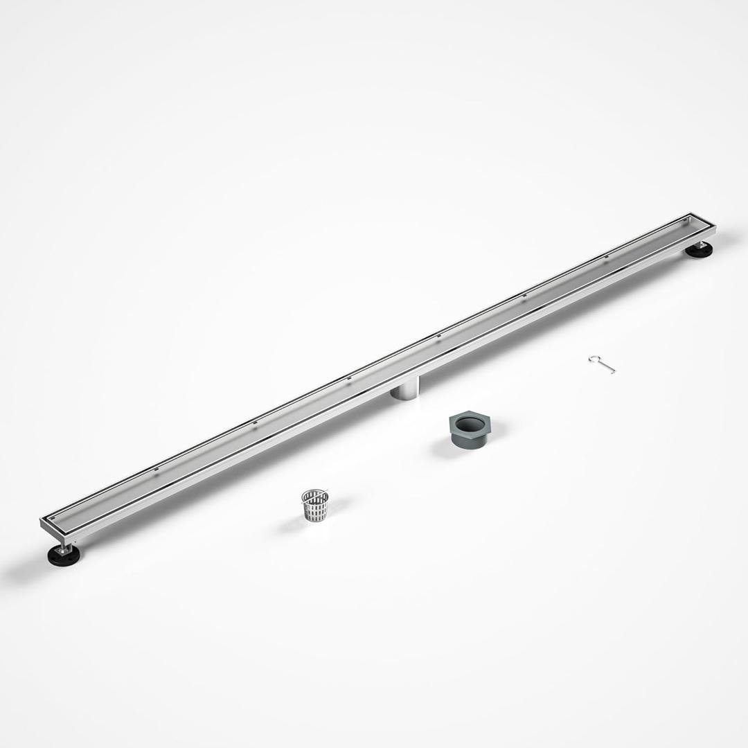 Linear Shower Drain 72" Brushed 304 Stainless Steel | Fast Drainage | Tile Inserted | Stainless Floor Drain Grate | Hair Strainer | Drain Key | The Upgrade for Your Bathroom