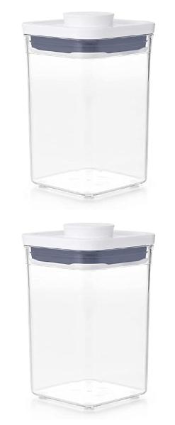 XO Good Grips POP Container - Airtight Food Storage - 1.1 Qt Square (Set of 2) for Brown Sugar and More