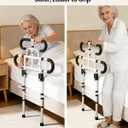 Aliseniors Bed Rails for Elderly Adults Safety - ASTM Certified Bed Assist Grab Bar for Seniors with Adjustable Legs, 300lb Foldable Bedside Dual-Tier Handle - Fits King Queen Twin for Fall Prevention