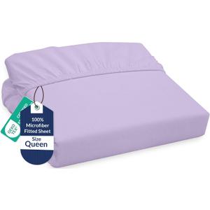Royale Linens Fitted Sheet Queen - Ultra Soft 1800 Brushed Microfiber - Hotel Luxury Bottom Sheets - Wrinkle Free & Fade Resistant - Deep Pocket Fitted Sheet Only (Queen, Lavender)