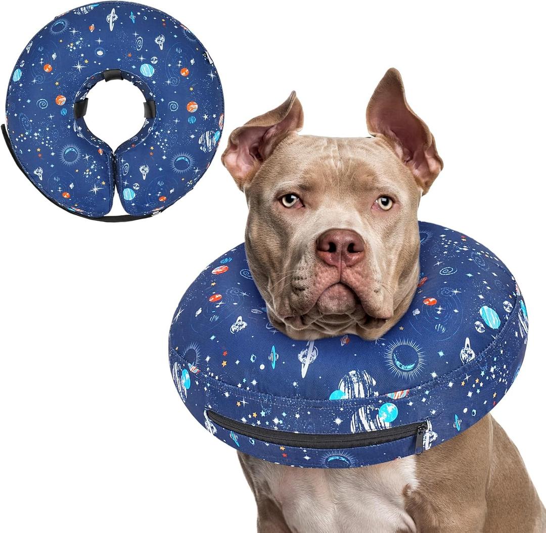Supet Inflatable Dog Cone Collar Alternative After Surgery, Dog Neck Donut Collar Recovery E Collar for Neuter, Soft Pet Cone for Small Medium Large Dogs (XXL(Neck 18.5"-23.5"), Star)