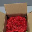 Silk Red Hydrangea Artificial Flowers in Vase with Faux Water, Faux Floral Arrangements in Vase for Home Decor, Wedding Table (Red)