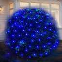 LED Christmas Net Lights Outdoor, UL Certified, 144LED 6ftx6ft, Green Wire, Connectable Waterproof Mesh Light for Christmas Party, Yard, Shrubs and Bushes Decorations (Blue)