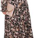 2025 New Long Sleeve Women's Fashion Printed Fairy Style Long Style Evening Dress Beach Dress, XL
