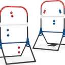 Wild Sports Folding Ladderball Set - Black/Red/Blue, 22" W x 40" H - Foldable Design for Outdoor Sports - Weather-Resistant Build for Beach Games - Wide Base & Metal Anchors for Lawn Games