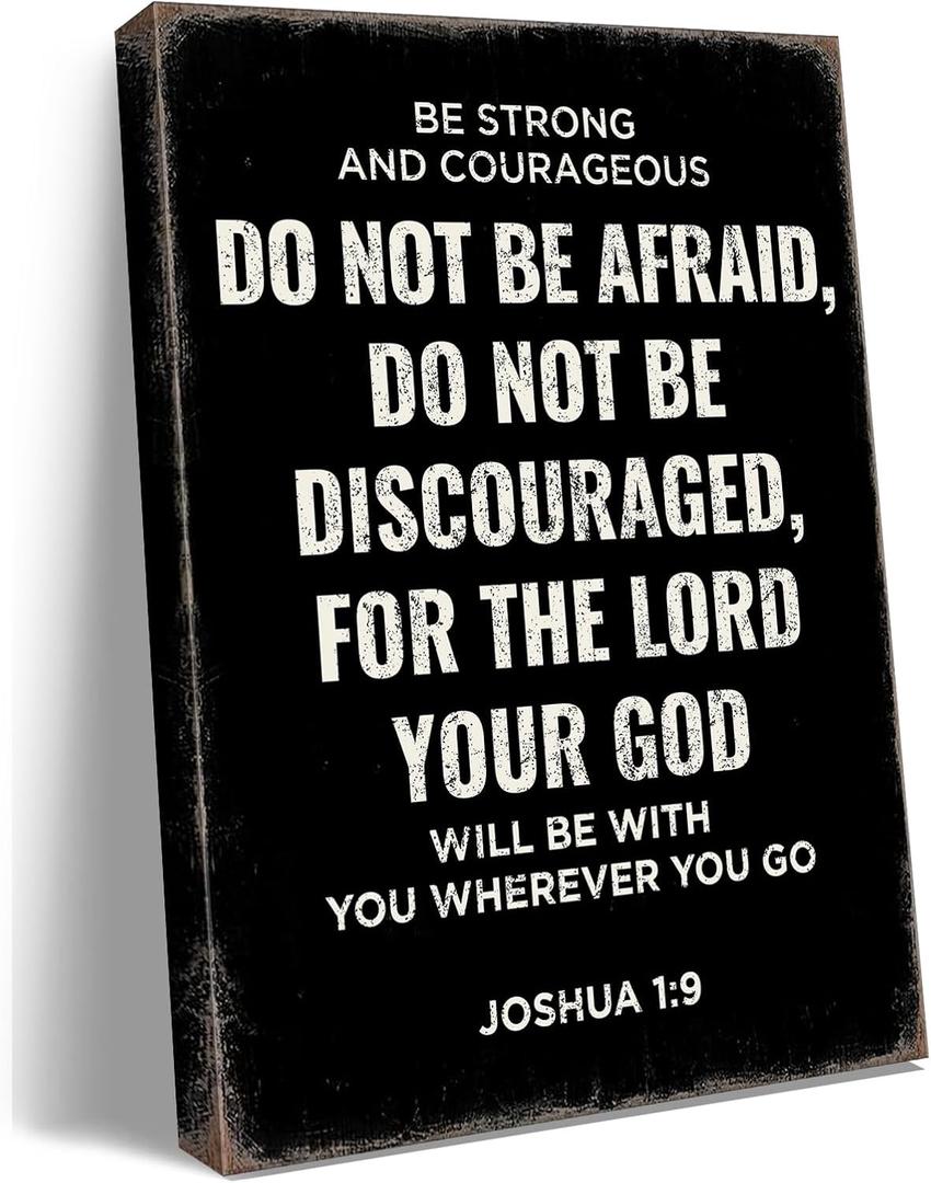 Be Strong and Courageous Joshua 1:9 Bible Verse Canvas Wall Art - Christian Scripture Inspirational Wall Decor for Prayer Room, Faith-Based Home Decor, Religious Gift for catholic Women,christians, Motivational Spiritual Living Room,bedroom Art. A-387