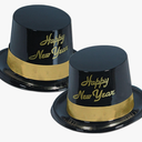 Beistle Legacy New Year Topper Hat With Gold Band, One Size, Black88630-25BK