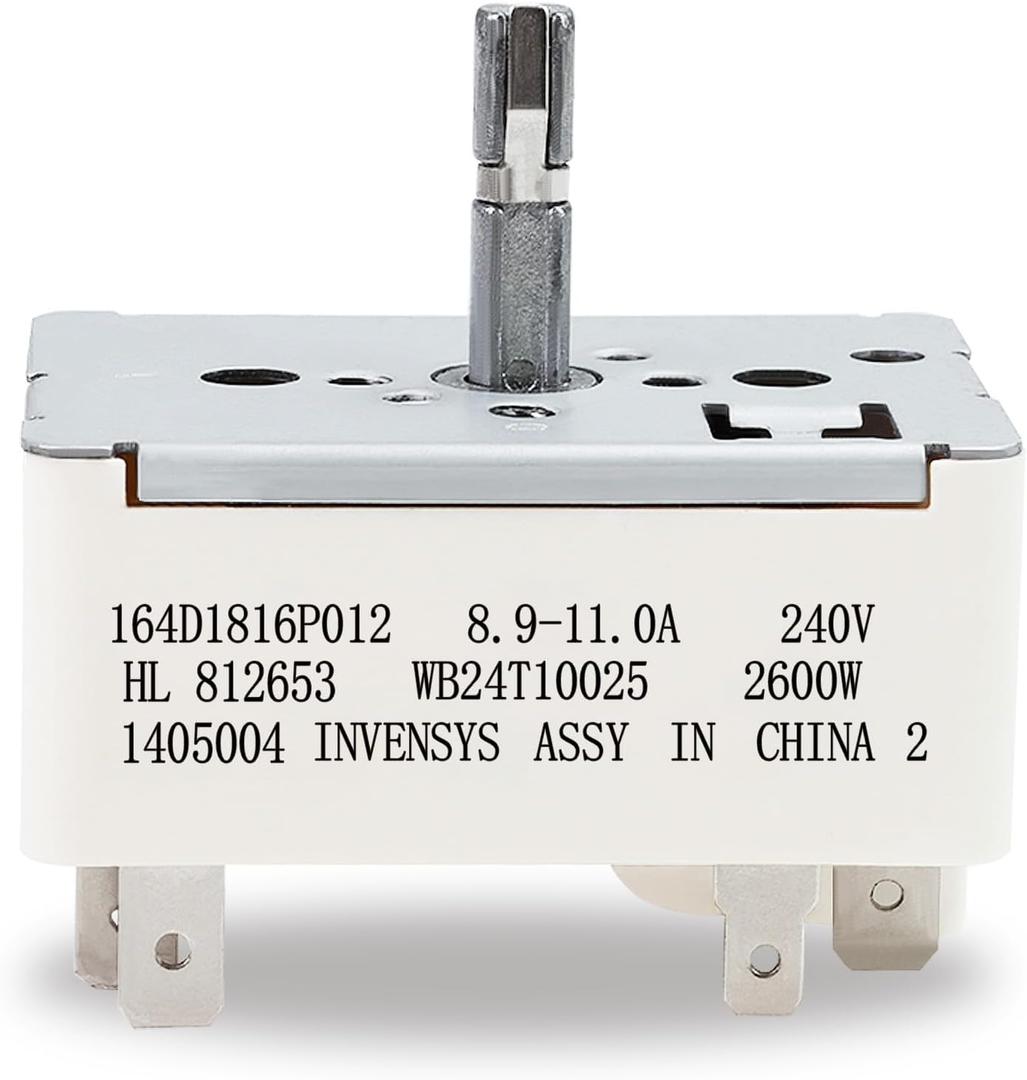 WB24T10025 Surface Burner Range Infinite Control Switch 8 Inch, Replace for AP2024072, 769692, AH236750, EA236750, PS236750,164d1816p012, Compatible with GE, for Kenmore, for Hotpoint Certain Stoves