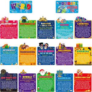 Classroom Bulletin Board Decorations Holiday Poster from Around the World Kindergarten Wall Decor Social Education Poster Decor Homeschooling Supplies Homeschool Classroom Learning Posters For Wall (Colorful)