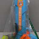 Nerf Dog 16in EXO Blaster Without Ball Clip and 2.5in Non-Squeak Tennis Ball 4-Pack Dog Toy - Light Blue/Orange and Green