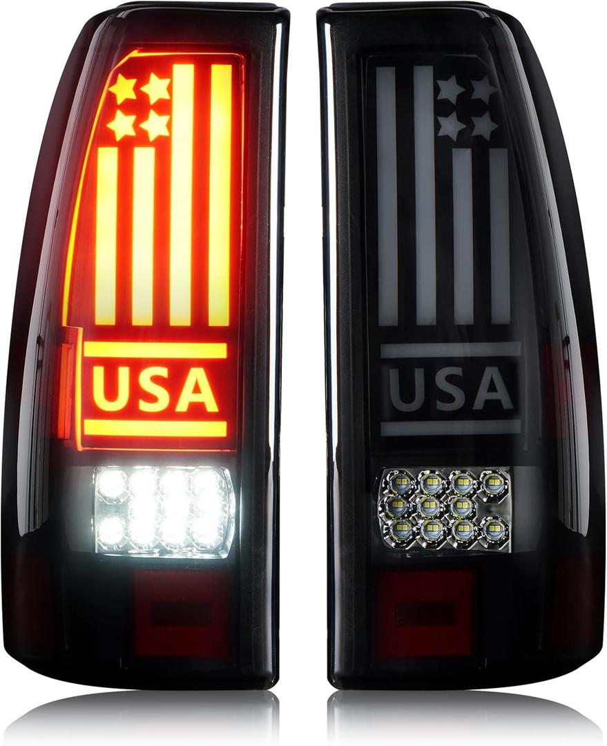 Tresound LED Tail Light for Chevy Silverado 1500 2500 1999-2002, Silverado 1500 2500 HD 2001-2002, GMC Sierra 1500 2500 1999-2003, Sierra 1500 2500 HD 2001-2003, Only fit Fleetside bedtype