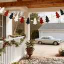 2 x Merry Christmas Banner, 6.5ft Farmhouse Xmas Tree Wooden Beads Christmas Decor (White and Red)