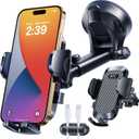 HTU 2025 Best Car Phone HolderUltimate 5-in-1 & Upgraded 100+LBS Strongest SuctionTrue Military-Grade & Safety Cert Windshield Phone Mount, Dashboard Vent Stand for iPhone Android & Truck, Black