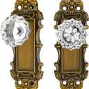 Gold Dummy Door Knobs Interior Brass 2 Pack Doorknob Crystal Glass Closet Door Handle Vintage Door Pulls for Pantry Door Hallway