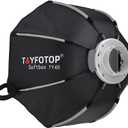T&YFOTOP Octabox Studio Photograohy Quick 1-Step Open & Folding 47.2in (120cm) Octagonal Softbox Bowens Mount Deep Octa Softbox with Grid Parabolic for Speedlite Flash