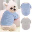 Winter Dog Sweaters for Small Dogs, Warm Extra Small Dog Sweater, Cute Thick Fleece Puppy Clothes for Dogs Like Teacup Chihuahua Yorkie Girl Boy, 2 Pack, XXS, Blue & Gray 