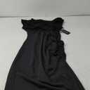 OWIN Women's Sexy Elegant Off Shoulder Sleeveless Side Slit Ruched Bodycon Wedding Guest Cocktail Party Midi Dress L Black