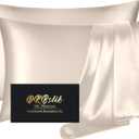 Silk Pillow Cases 2 Pack, Mulberry Silk Pillowcases Standard Set of 2, Health, Smooth, Anti Acne, Beauty Sleep, Both Sides Natural Silk Satin Pillow Cases for Women 2 Pack with Zipper for Gift, Beige