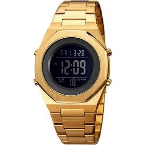 Men's Wrist Watches Stainless Steel Digital Watch Men, Hexagon Designer Watch for Men, Waterproof Watch with Alarm Date & Light
