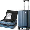 BISON DENIM Carry On Luggage Expandable PC Hard Shell Suitcase with Spinner Wheels and Cup Holder, TSA-approved Lock and USB Port 20-Inch (Blue)