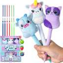 BUNMO Plush Cute Pens 3-Pack Squishy Animal Pens w/Scented Glitter Ink Refills Cat, Cow, Unicorn Fun Writing, Doodling & Journaling for Kids & Teens