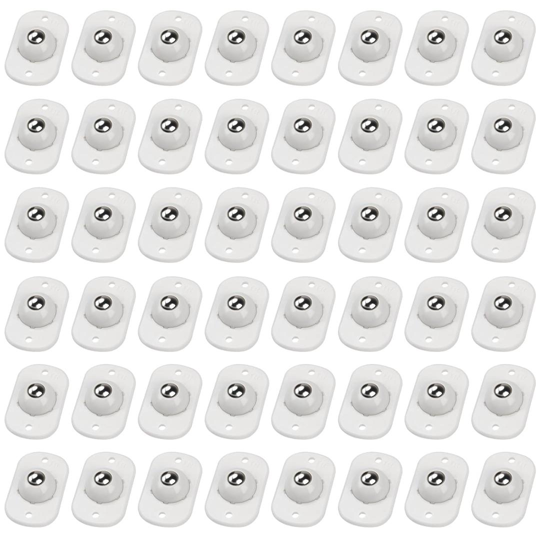 TRVL FIELDER Self Adhesive Caster Wheels, Appliance Rollers Appliance Slider for Kitchen, 360 Swivel Small Casters - Solve Coffee Maker Air Fryer Small Appliances Countertop Sliding (White - 48 Pcs) (1 Steel Ball Style)