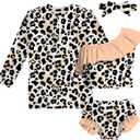 Funnycokid Baby Toddler Girls Swimsuit 4 Piece Bathing Suit Long Sleeve Rash Guard Sets 12 Months - 7 Years (White)