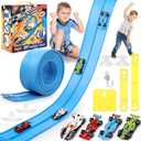 Flexible Race Car Track - 15 Ft Rolls Up Car Ramp Track Toy with Suction Cups, Diecast 1/64th Cars Model, Flex Race Portable Racetrack for Boys Girls
