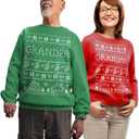 Tstars Grandpa and Grandma Matching Ugly Christmas Sweatshirt Set for Couples Holiday His and Hers Pullover Tops (Grandma Medium / Grandpa X-Large)