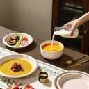 GZG Vintage Series Ceramic Dinnerware Set for 8, 24 Pieces, Cream White | Stoneware Plates and Bowls Set, Lead-Free, Handcrafted Dishes Set, Microwave & Dishwasher Safe