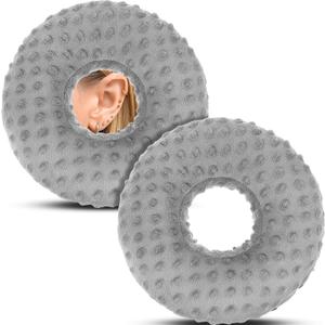 2 Pcs Ear Piercing Pillows for Side Sleepers with Holes Donut Shaped Pillow for Ear Pain Inflammation Pressure Sore Relief Side Sleeping Guard Lifesaver Tinnitus(Grey, Beaded Texture)