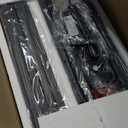 Headboard Queen Size Only, Headboard with 2 Outlets and 2 USB Ports, Industrial Head Board with Flip Door and Bed Frame Adapter, Height Adjustable, Black