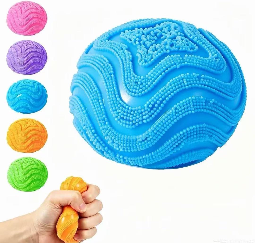 Fuzz Ball Squishy Stress Ball, Slow Rising Memory Foam, Soft Fidget Toy for Anxiety Relief, Adults Anxiety Stress Relief Toys, Party Favors Gift for Adult ﻿(Blue)