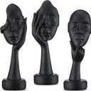 3 Pcs Thinker Statue. See No Evil Hear No Evil Speak No Evil Small Shelf Decor. Abstract Art Sculptures for Bedroom Bookshelf Coffee Table Decor for Living Room.Gifts for Women (Black)