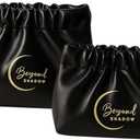 Wrinkled Bag for Women, 2-Pouch Travel Small Makeup Bag for Purse  Soft PU Plush Cosmetic Organizer Bags, Portable & Mini Makeup Organizer (Black, Small & Medium Sizes)