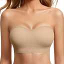 Strapless Bras for Women Non-Slip Bandeau Bra Push Up Invisible Bralettes Seamless Wireless No Underwire Padded Tube Top Bra L