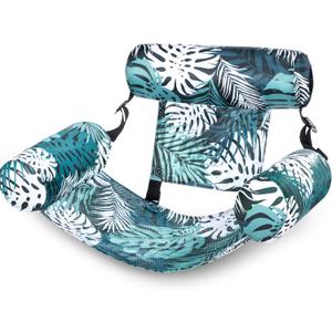 Sloosh Pool Floats Chairs Adult,Inflatable Pool Lounge,Plant Pattern Floating Mat Hammock,Blow up Water Chairs Noodles rafts for Party Summer Water Beach Fun