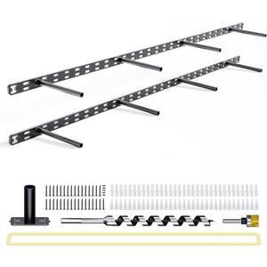 2pcs Floating Shelf Bracket Heavy Duty,Decorative Floating Shelf Hardware Hidden Black Metal Fireplace Mantel Brackets (43"X4"X1.0" with Tools)