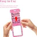 2 x Cute Badge Holder with Retractable Reel, Vertical Id Badge Case for Work, Office, Nurse, Teacher, Women, Student Gifts, Heavy Duty Card Protector with Carabiner Clip-Pink