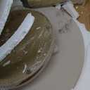 HYYTEIBL 27.5" Round Marble Top Dining Table, White Stone Top and Sturdy Metal Base, Modern Style for Dining Room, Living Room, Coffee Room