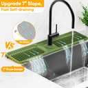24'' Longer Faucet Mat for Kitchen Sink Splash Guard[7 Slope Fast Self-draining][Snap Lock Fit] Kitchen Sink Faucet Mat Splash Guard Kitchen Sink Area Water Splash Guard Behind Faucet Draining Mat