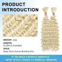 Human Braiding Hair for Boho Blonde Deep Wave Bulk Bohemian 2 Bundles/Pack 18 18 Inch 12A Wet and Wavy Curly Human Hair Extensions 613 Blonde