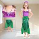 Ariel Mermaid Costume for Girls Kids Princess Dress with Wig Necklace Accessories Set for Halloween Costume Birthday (XXXL)