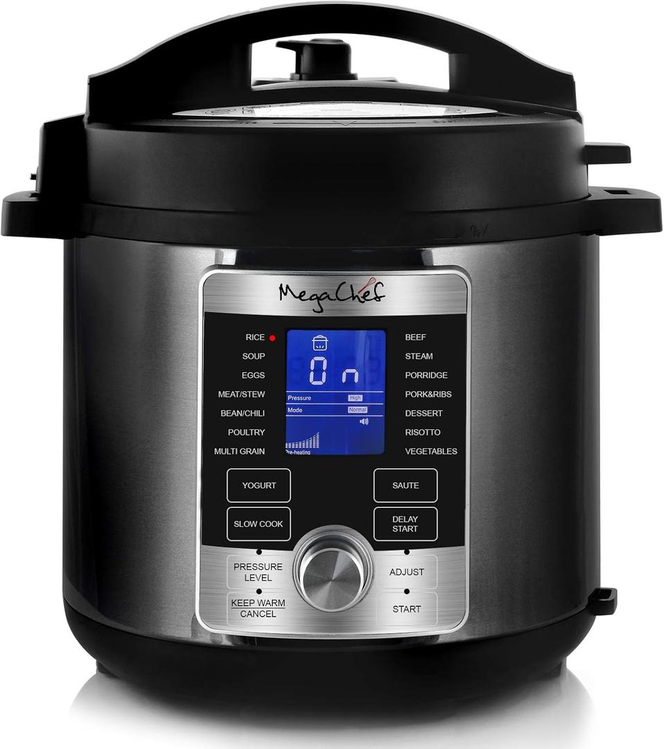 Megachef 6 Quart Stainless Steel Electric Digital Pressure Cooker with Lid Megachef 6 Quart Stainless Steel Electric Digital Pressure Cooker with Lid