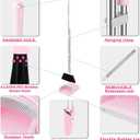 BSKLIN Broom and Dustpan Set, 52 Long Adjustable Handle Broom with Dustpan Combo Set with Dust Pan Teeth to Clean Hair for Home Lobby Office (Pink)