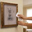 Vintage Gold Framed Easter Bunny Canvas Wall Art Vintage Rabbit Wall Decor Spring Farmhouse Animal Sketch Print Artwork Sketch Rabbit painting Picture for Farmhouse Bedroom Living Room 12X16in