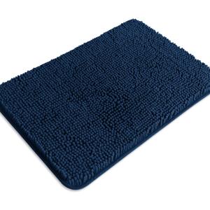 Navy Blue Bathroom Rugs Absorbent and Washable Bath Mat, Non-Slip, Thick Soft Chenille Bath Rugs for Bathroom Floor, Shower, Sink - 17" x 24"