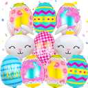 2 x Easter Egg Balloons, Easter Decorations with Easter Bunny Balloons and Colorful Egg Balloons, Easter Party Decorations (Colorful Egg)